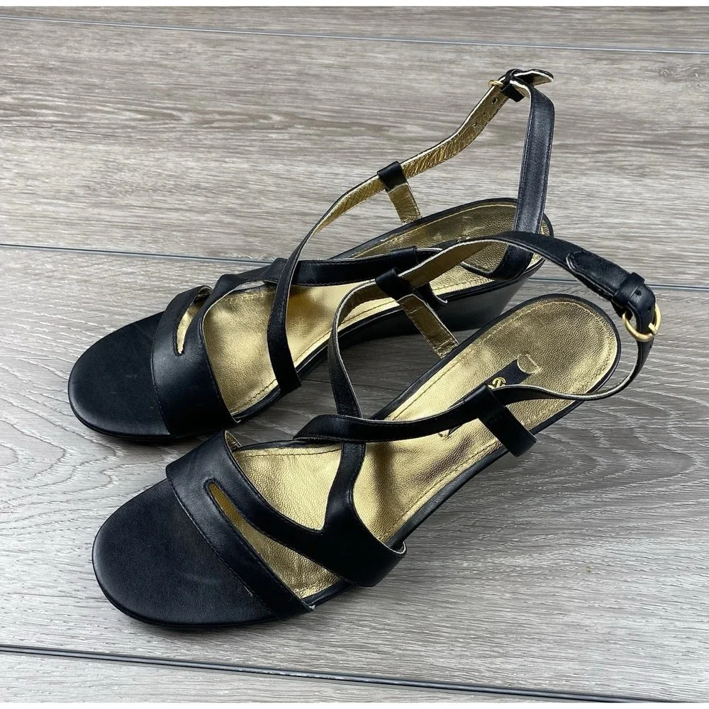 Ecco Women's Leather Slingback Strap Wedge Heels Black Size 40 US 9 - Picture 3 of 9